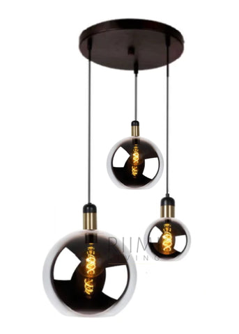 Hanglamp smoke glass gold 3-lichts