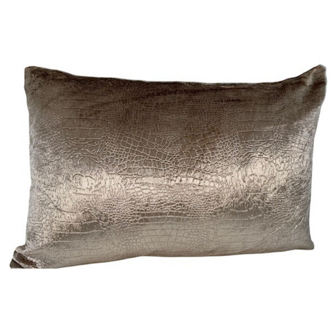 Eric Kuster style kussens croco goud/brons set 2 stuks langwerpig 50x30