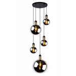 Hanglamp smoke glass gold 5-lichts