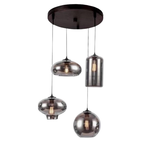 Hanglamp smoke glas 4-lichts mix