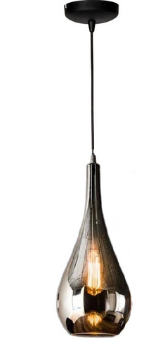 Hanglamp smoke glas 1-lichts pear glass