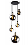 Hanglamp smoke glass gold 5-lichts